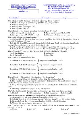 Đề thi thử THPT Quốc gia môn Sinh học lần 1 năm 2019 - Mã đề 136 - Trường THPT TH Cao Nguyên (Có đáp án)